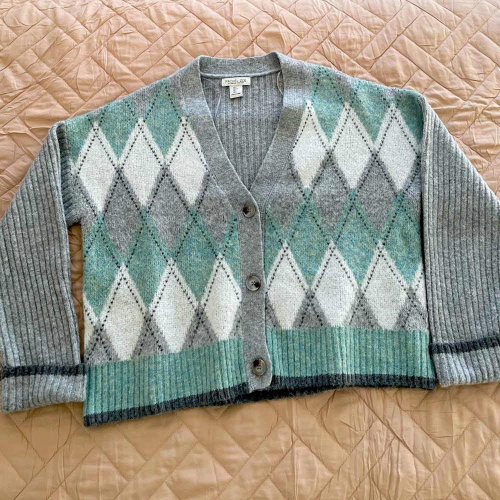 Rachel Zoe cropped argyle sweater